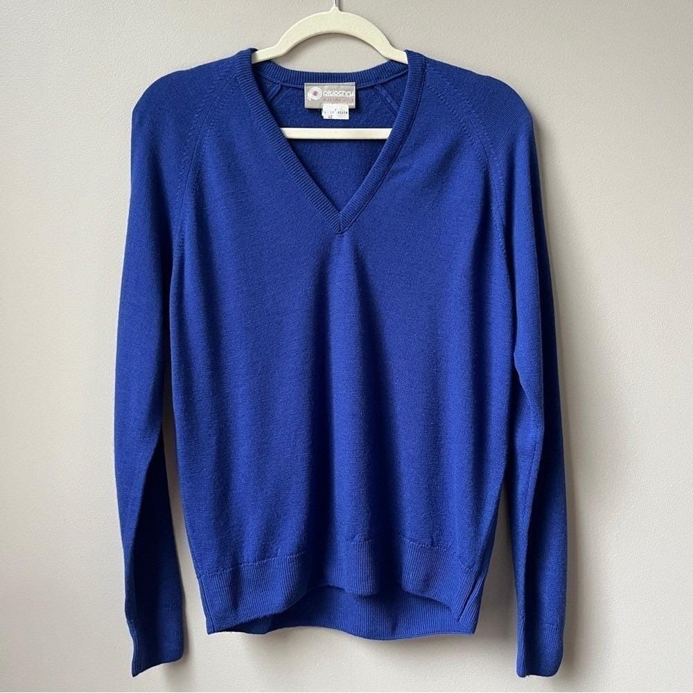 Vintage Sweater Women's L Wool Royal Blue New Deadstock Scottish Preppy Classic